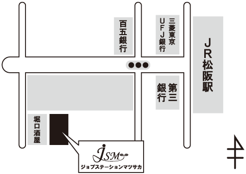 ジョブステーションマツサカ「ベルカレッジ」の地図